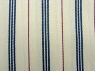 TICKING STRIPE FABRIC CREAM NAVY WINE  PER METRE