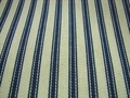 FRENCH COTTON CURTAIN TICKING FABRIC BLUE CREAM  X 30MTRS