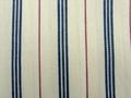 TICKING STRIPE FABRIC  CREAM NAVY WINE 205CM/82" BY THE METRE
